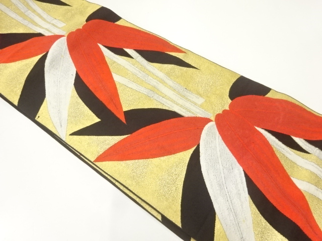 アンティーク　竹笹模様織出し袋帯（材料）